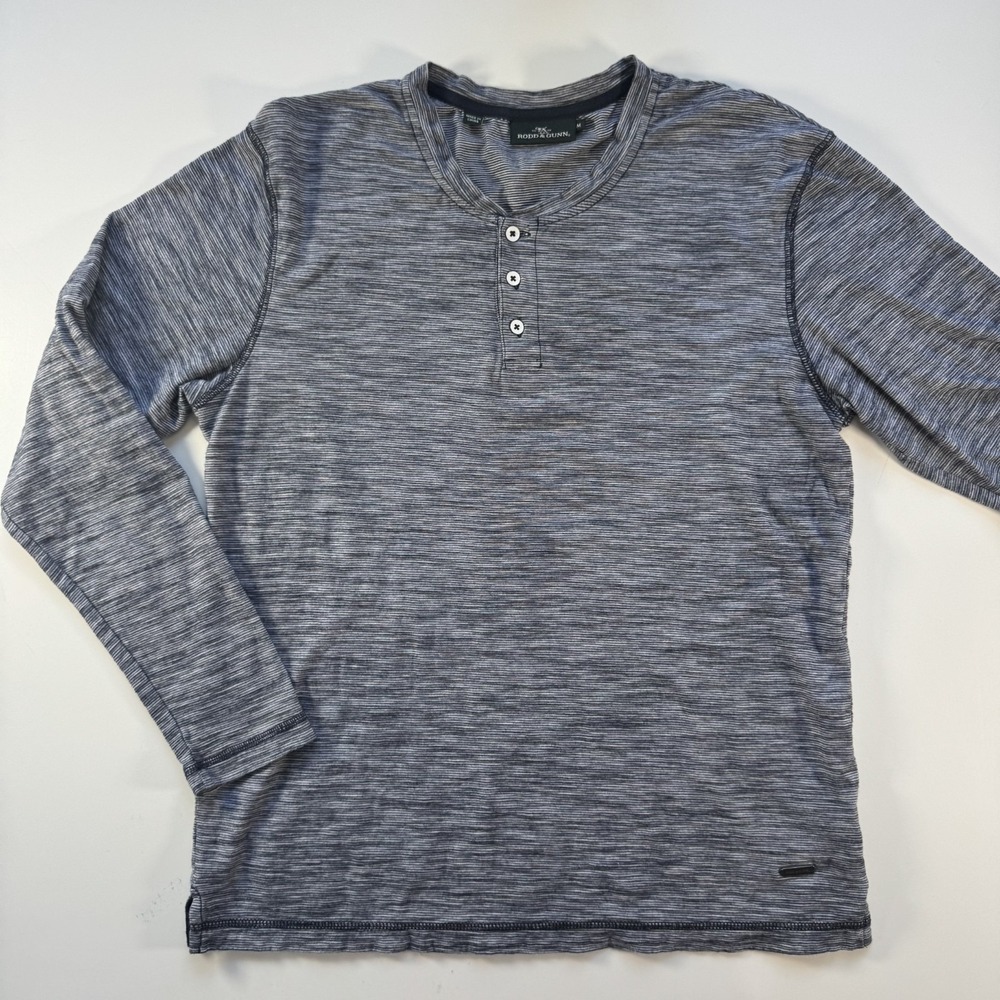 RODD‎ & GUNN Long Sleeve Claremont Henley T-Shirt Striped Mens Medium Blue Soft